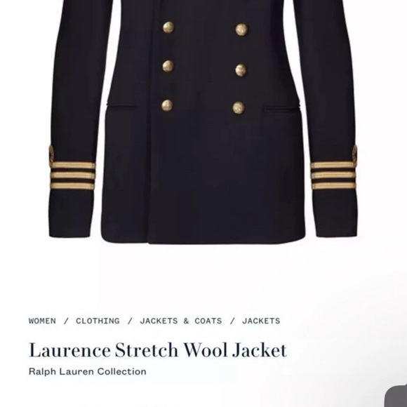 VTG. LAUREN RALPH LAUREN MILITARY SAILOR STYLE WOOL NAVY BLAZER WOMEN Sz 8 - Picture 9 of 10